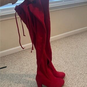 Red Over-the-Knee Women's Boots